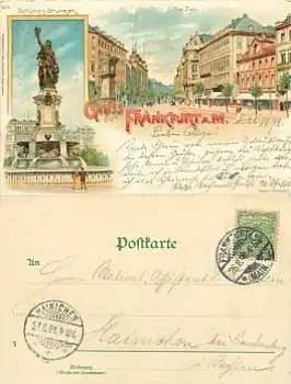 Frankfurt Main Litho Schützenbrunnen o 26.8.1898