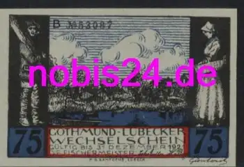 Lübeck Notgeld Fischertypen 75 Pfennige um 1920