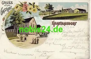 Knautnaundorf Leipzig Litho mit Gasthof o 1909