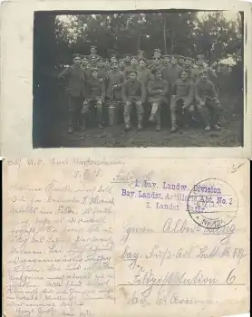 Bayerische Landwehr Division Landsturm Artillerie Abteilung No.2 Feldpost o 6.12.1915