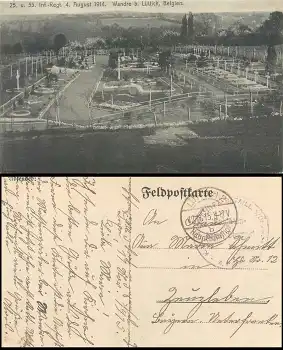 Bayerisches Landsturm Infanterie Bataillon Wandre Feldpost o 12.11.1915 AK Soldatenfriedhof Wandre bei Lüttich