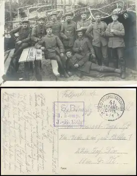 41. Infanterie Division 1. Kompagnie J.-R.152. Feldpostexpedition o 8.5.1915 auf Fotokarte