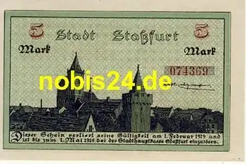 39418 Staßfurt Notgeld 5 Mark 1919