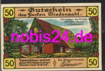 31719 Wiedensahl Notgeld 50 Pfennige um 1920