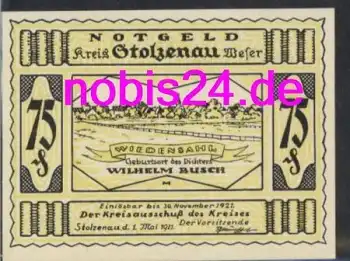 31592 Stolzenau Notgeld 75 Pfennige 1921