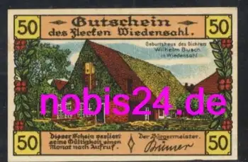 31719 Wiedensahl Notgeld 50 Pfennige um 1920