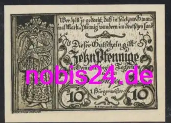 83684 Tegernsee Notgeld 10 Pfennige 1921