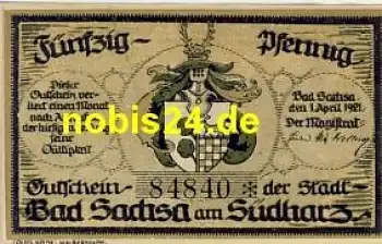 37441 Bad Sachsa Notgeld 50 Pfennige 1921