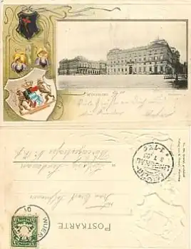 Würzburg Prägelitho Residenz Wappen o 2.7.1901