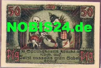 96515 Sonneberg Städtenotgeld 50 Pfennige Gespenst Totenkopf 1922