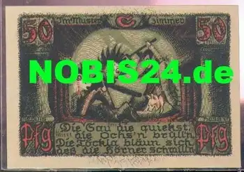 96515 Sonneberg Städtenotgeld 50 Pfennige Teufel mit Schwein und Kuh 1922
