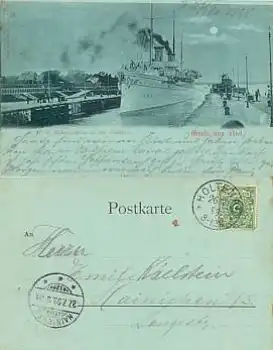 Kiel S.M.Y. Hohenzollern Mondscheinkarte o 26.7.1898