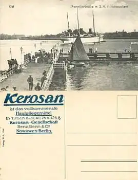 Kiel Reventlowbrücke mit S.M.Y. Hohenzollern *ca.1910