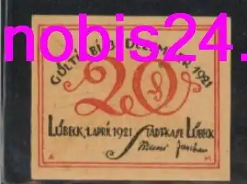 Lübeck Notgeld 20 Pfennige um 1920