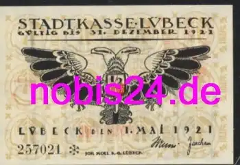 Lübeck Notgeld Adler 50 Pfennige um 1920