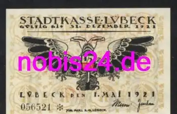 Lübeck Notgeld Adler 50 Pfennige um 1920