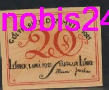 Lübeck Notgeld 20 Pfennige um 1920