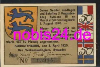 24860 Augustenburg Notgeld 50 Plebiscit um 1920
