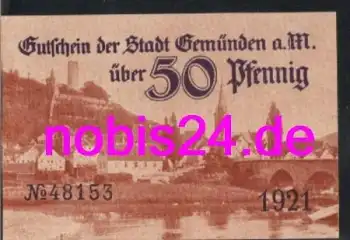 97737 Gemünden Notgeld 50 Pfennige 1921