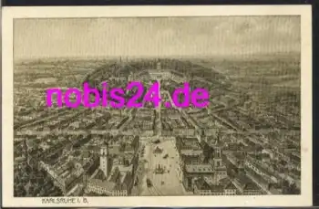 Karlsruhe Luftbild Künstlerkarte *ca.1920