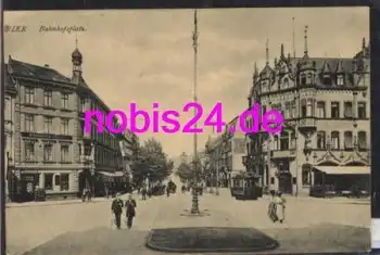 Trier Bahnhofsplatz Strassenbahn o 20.5.1916