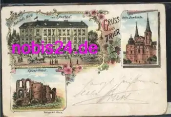 Trier Litho Bahnhofs Hotel Kirche o 14.5.1901