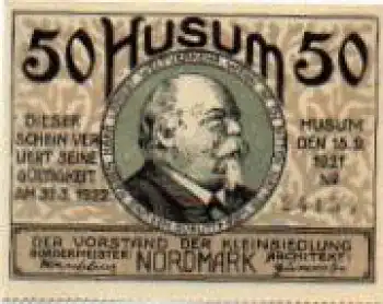 25813 Husum Städtenotgeld Wert 50 Pfennige 1921