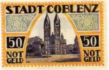 Coblenz Städtenotgeld 50 Pfennige Kirche 1921