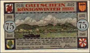 53639 Königswinter Städtenotgeld 75 Pfennige 1921
