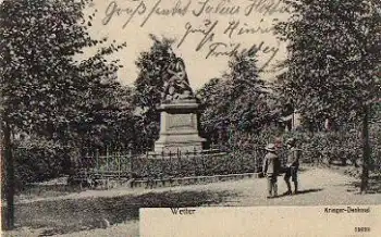 58300 Wetter Krieger-Denkmal o 16.4.1908 Bahnpost Köln - Dortmund Zug Nr. 053