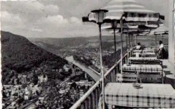 56130 Bad Ems und Lahntal Berghotel Konkordiaturm o 2.11.1958 Bahnpost Giessen - Koblenz Zug Nr. 746