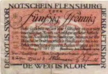 Flensburg Städtenotgeld 50 Pfennige 1921
