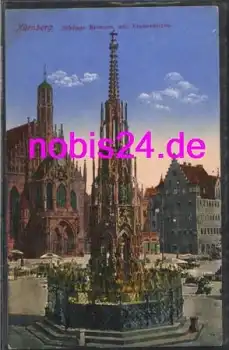 Nürnberg Brunnen und Frauenkirche 21.9.1915