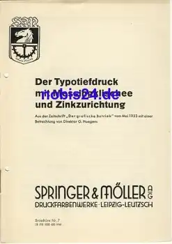 Der Typotiefdruck mit Messingklischee und Zinkzurichtung Nr.7 Springer & Möller Leipzig ca.1950 Heft 7 Seiten