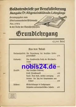 Grundlehrgang Politik Brief 43/44 ca.1942 Heft 30 Seiten