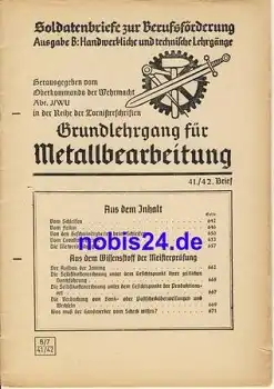 Lehrgang Metallbearbeitung Brief 41/42 ca.1942 Heft 30 Seiten