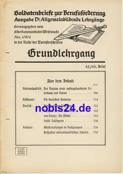 Grundlehrgang Politik Brief 45/46 ca.1942 Heft 30 Seiten