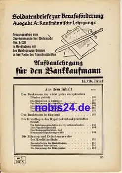 Lehrgang Bankkaufmann Brief 15/16 ca.1942