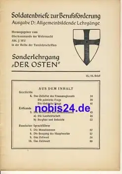 Sonderlehrgang Der Osten Brief 15/16 ca.1942 Heft 30 Seiten