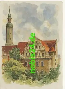 02763 Zittau Künstlerkarte Museumsgiebel o 1.1.1974