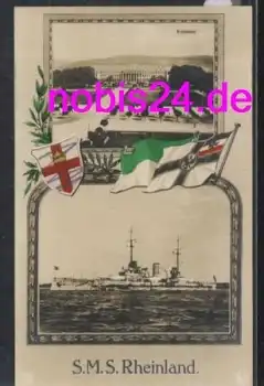 Koblenz mit Rheinschiff S.M.S. Rheinland *ca.1915