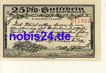 07768 Kahla Notgeld 25 Pfennige 1921