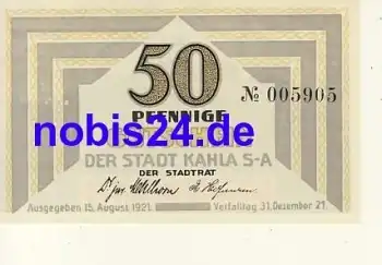 07768 Kahla Notgeld 50 Pfennige 1921