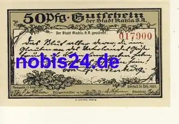 07768 Kahla Notgeld 50 Pfennige 1921