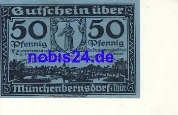 07589 Münchenbernsdorf Notgeld 50 Pfennig um 1921