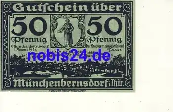 07589 Münchenbernsdorf Notgeld 50 Pfennig um 1921