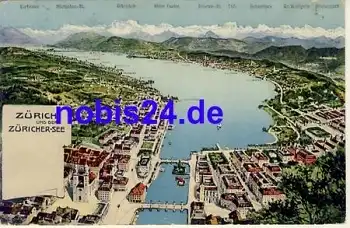 Zürich mit Züricher See o 1910