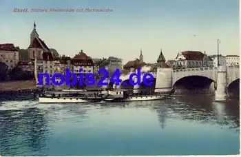 Basel Mittl. Brücke Martinskirche  *ca.1940