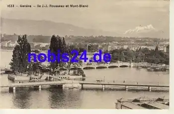 Geneve Rousseau et Mont Blanc *ca.1920