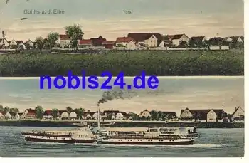 01619 Gohlis mit Elbdampfer "Saxonia" o 1917